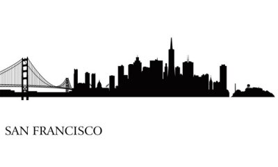 Sticker San Francisco skyline silhouet achtergrond
