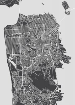 San Francisco-stadsplan, gedetailleerde vectorkaart
