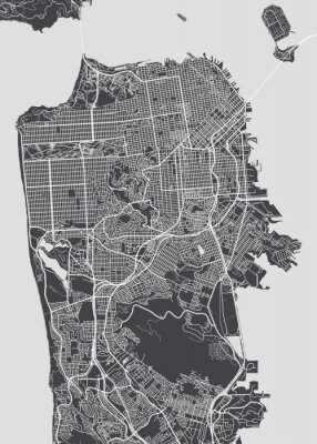 Sticker San Francisco-stadsplan, gedetailleerde vectorkaart