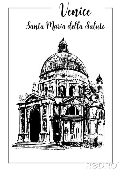 Poster Santa Maria della Salute.Venice. Vector schets