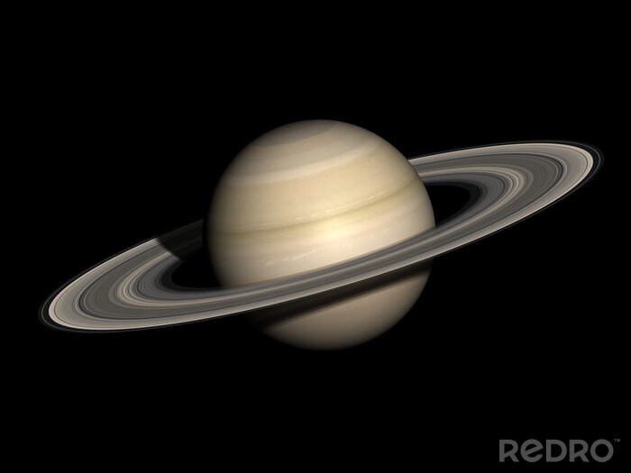 Poster Saturn geïsoleerd op zwart.