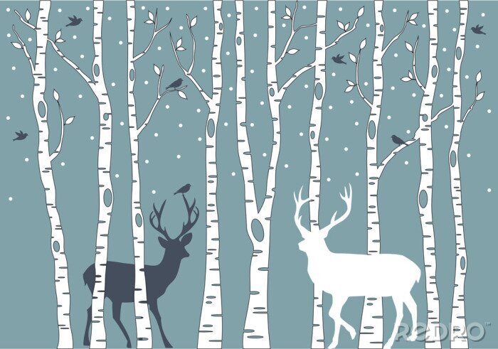 Poster Scandi stijl voor baby met bomen