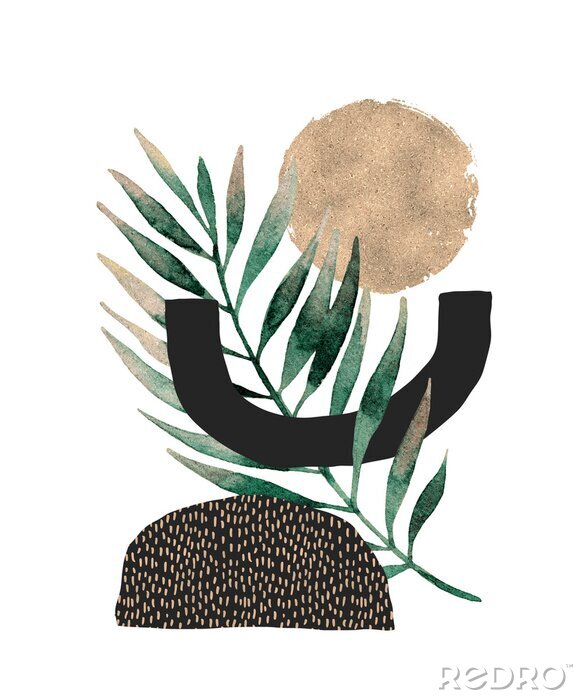 Poster Scandinavische compositie met een blad