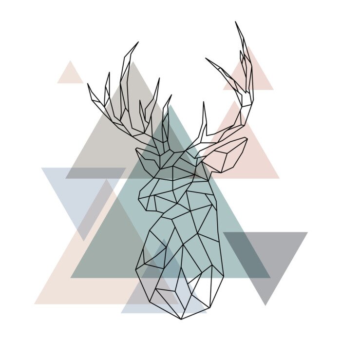 Poster Scandinavische stijl herten illustratie