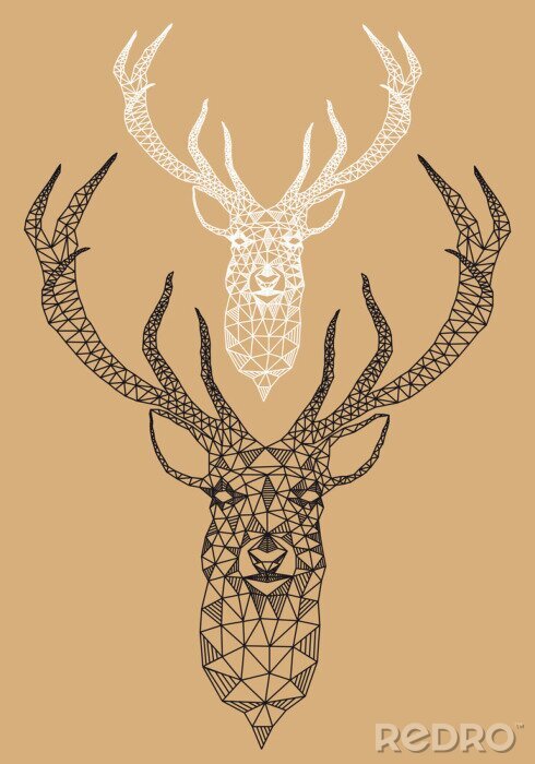 Poster Scandinavische stijl met herten 3D