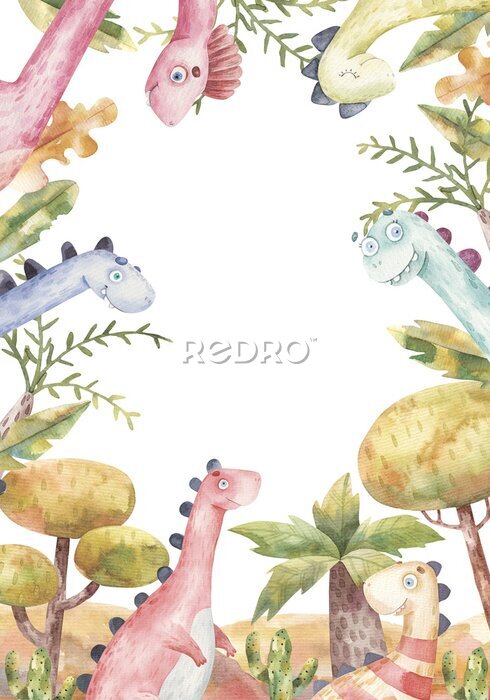 Poster Schattige dieren in een aquarel jungle