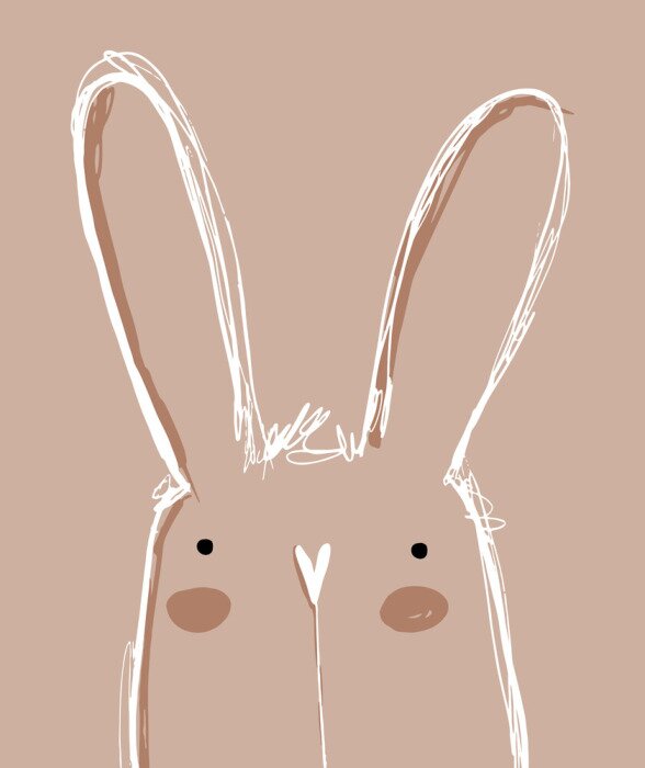 Poster Schattige langoor op lichtbruine achtergrond