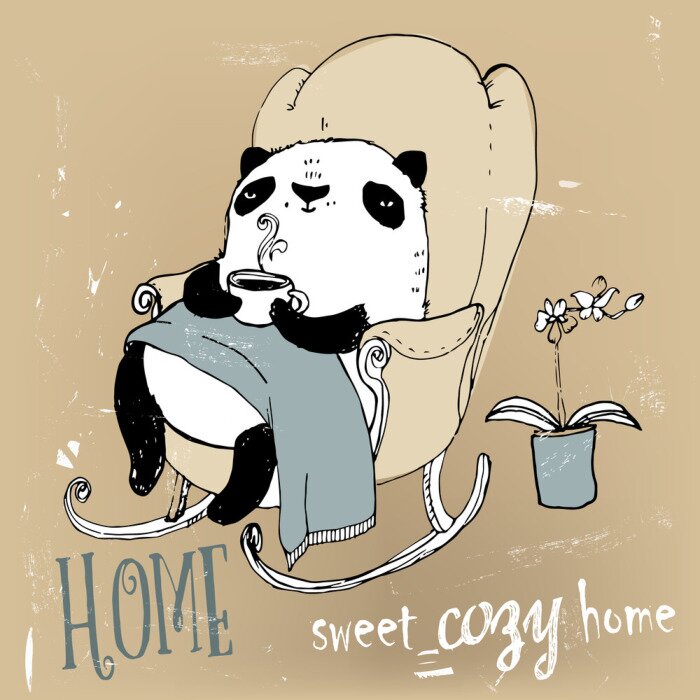 Poster Schattige panda in de fauteuil