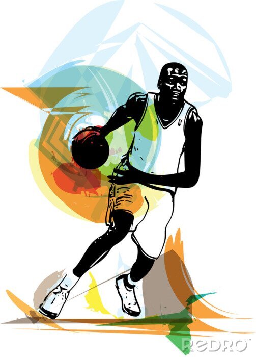 Poster Schets van basketbalspeler