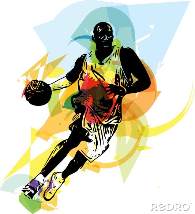 Poster Schets van een basketballer