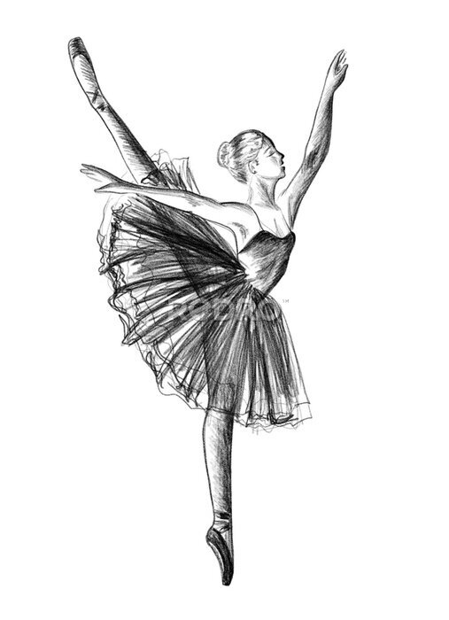Poster Schets van een dansende ballerina