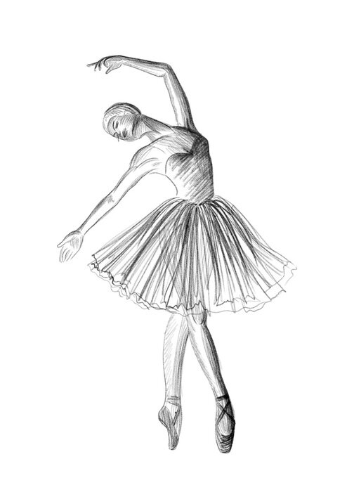 Poster Schets van een dansende ballerina