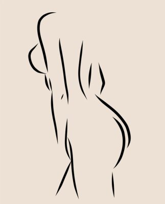 Poster Schets van een minimalistisch vrouwelijk silhouet