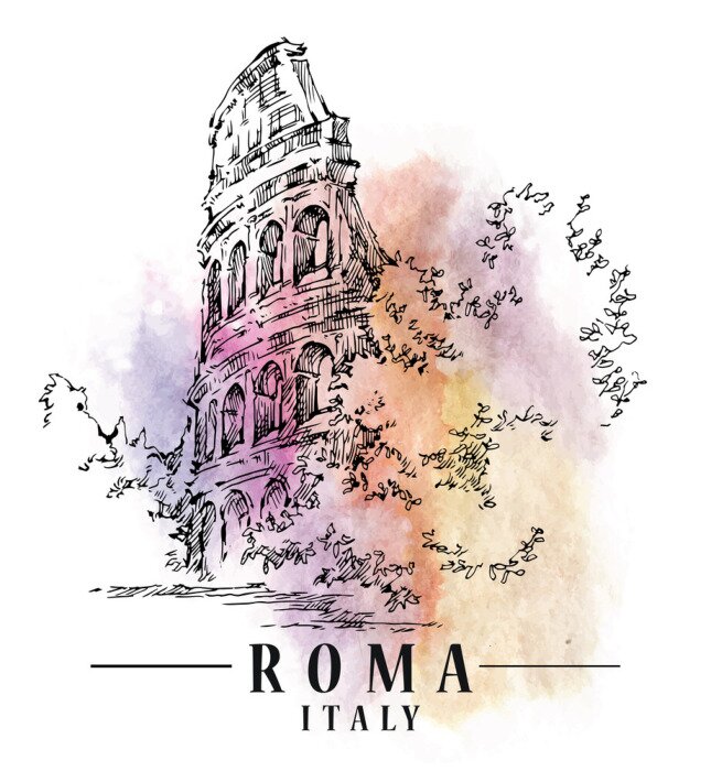 Poster Schets van het Romeinse Colosseum