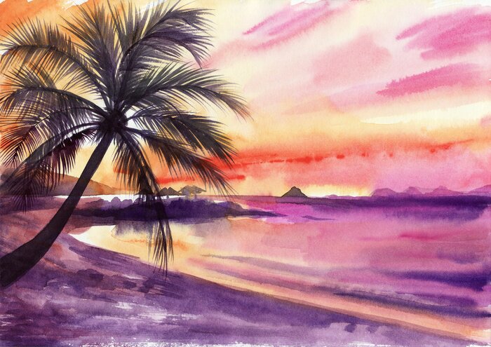 Poster Schilderij van een exotisch strand