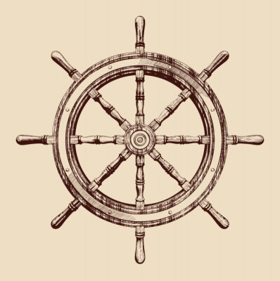 schip stuurwiel vintage vector illustratie
