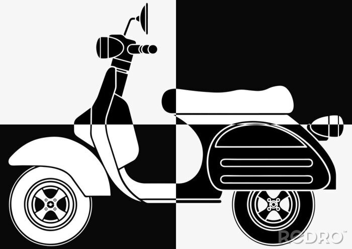 Poster Scooter Pop Art en noir et blanc en