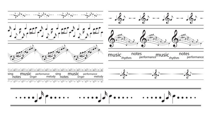 Poster seamless borders with music notes - vector musical frames