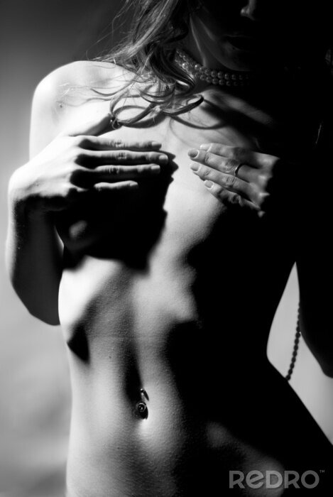 Poster Sensuele zwart-witte vrouw