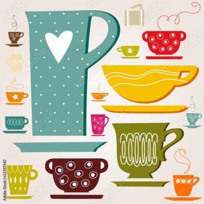 Poster set van kleur kop. behang.