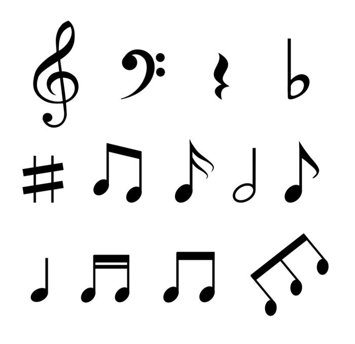 Poster Set van muziek noten vector