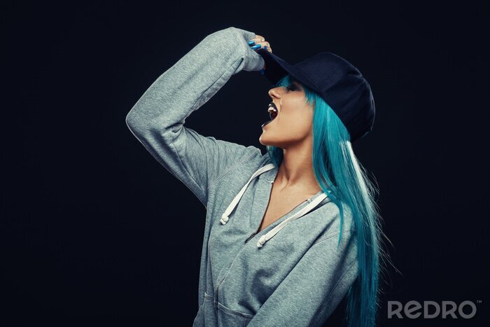 Poster Sexy hip hop vrouw met GLB in hoodie