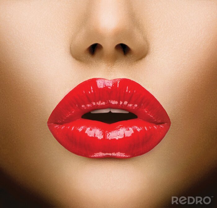 Poster Sexy Lippen. Mooie Make-up Close-up. Kus