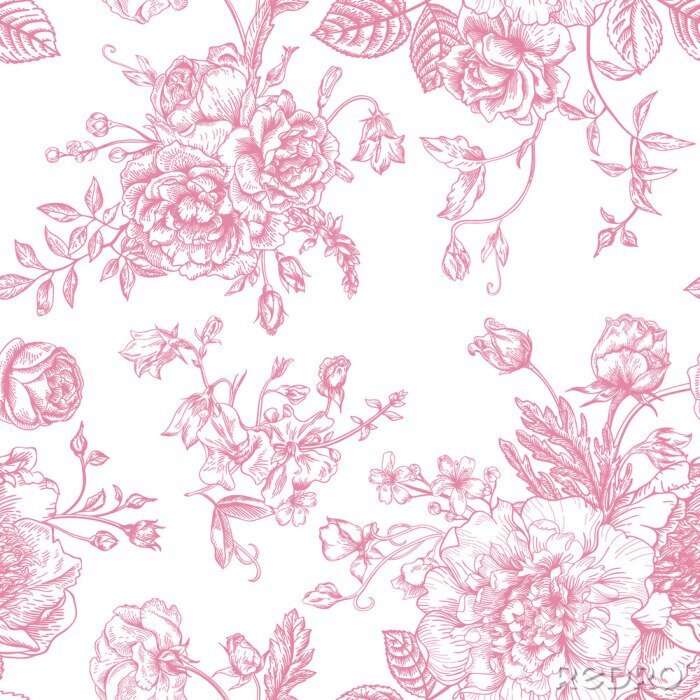 Poster Shabby chic roze patroon