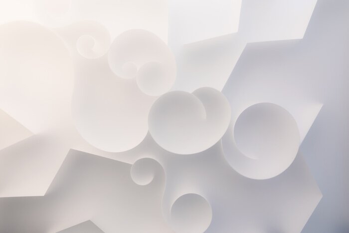 Poster Shapes and lines on white background, abstract 3d illustration