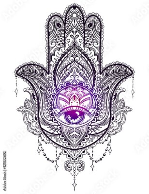 Poster Sier oosters hamsa motief