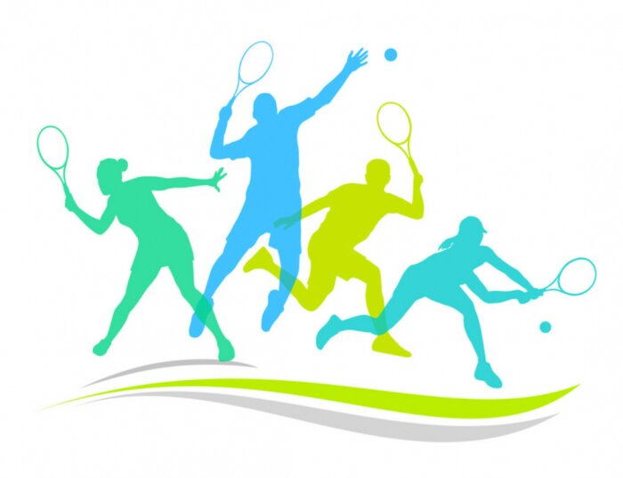 Poster Silhouetten van tennissers in kleur