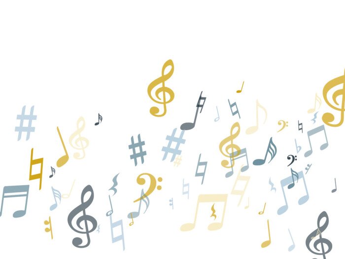 Poster Silver gold music notes vector background illustration.