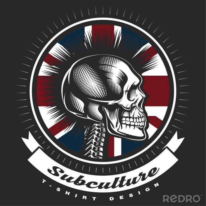 Poster Skull punk vintage embleem.