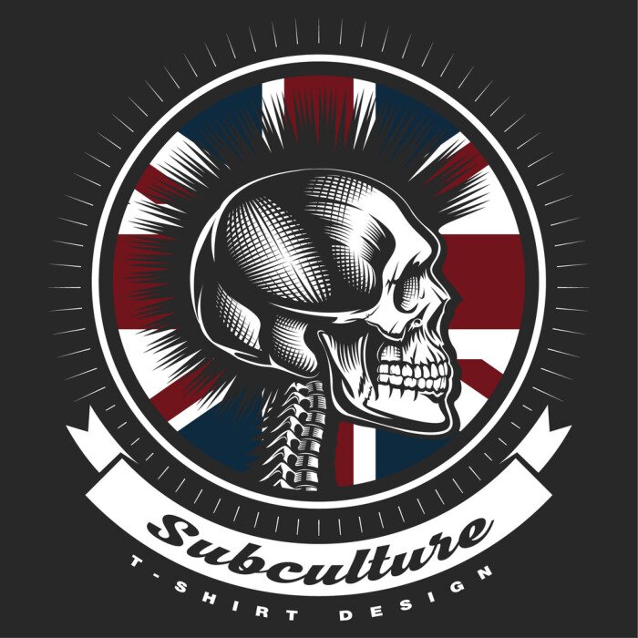 Poster Skull punk vintage embleem.