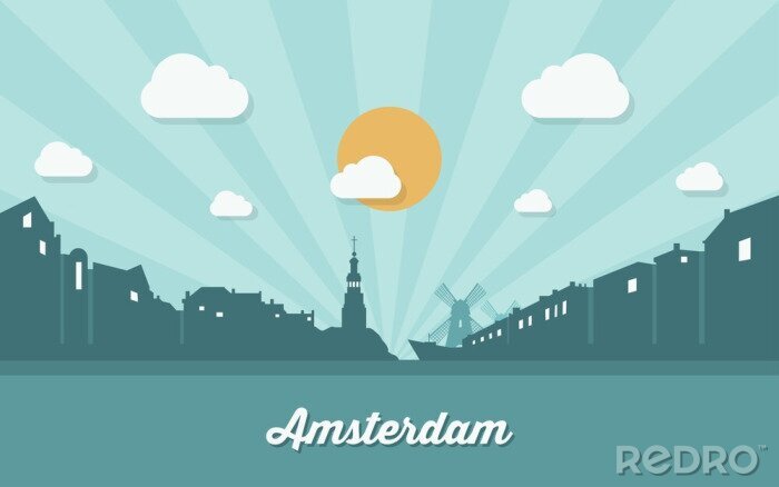 Poster Skyline-Grafik von Amsterdam