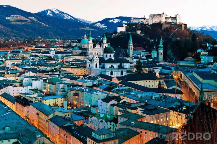 Poster Skyline van de stad in Oostenrijk