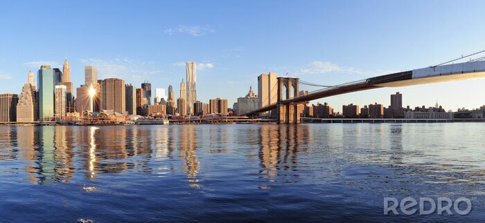 Poster Skyline van een brug in de VS