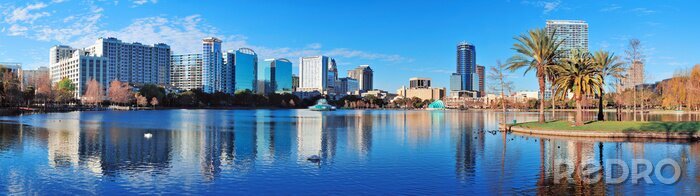 Poster Skyline van een metropool in de ochtend