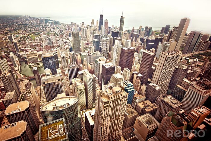 Poster Skyline van het oude Chicago