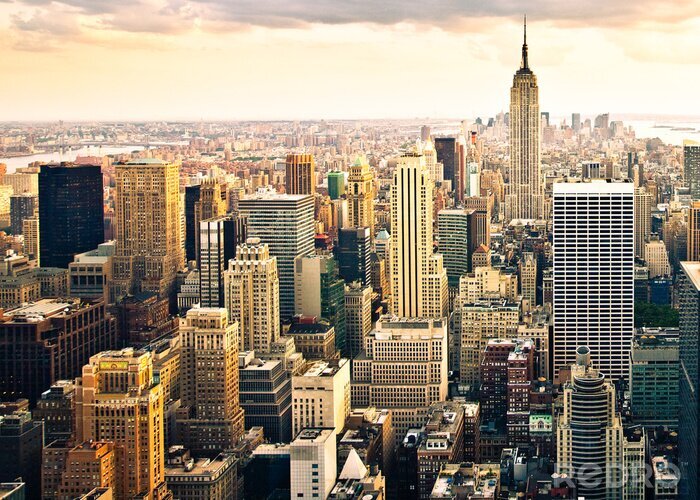 Poster Skyline van New York City in monochrome kleuren