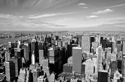 Skyline van wolkenkrabbers in zwart-wit