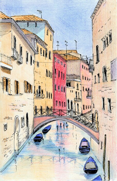 Poster Smalle grachten in Venetië