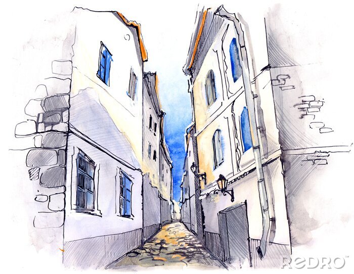 Poster smalle straat (serie C)