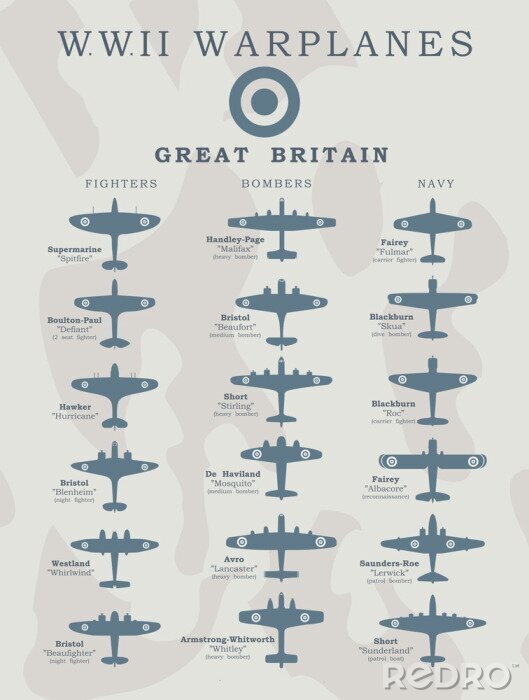Poster Soorten Britse luchtvoertuigen