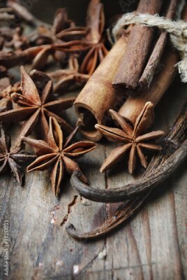 Poster Specerijen op hout