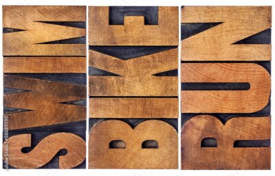 Poster Sportieve opschriften gemaakt van houten letters