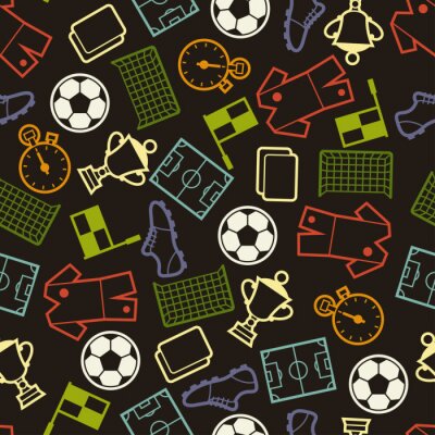 Behang Sports seamless pattern with soccer symbols.