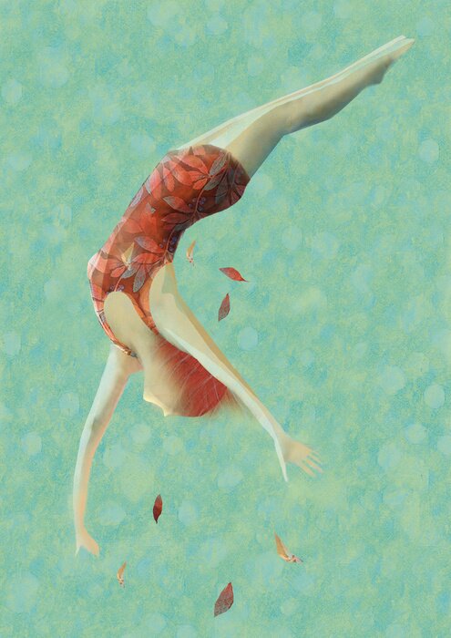 Poster Springen in het water