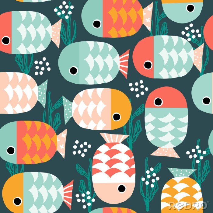 Poster Sprookjesachtige kleurrijke kleine vis