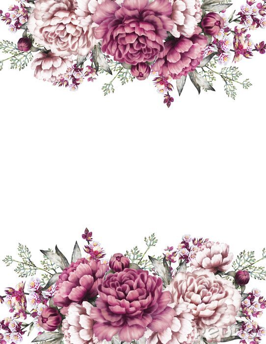 Poster Sprookjesachtige pioenrozen in roze tinten